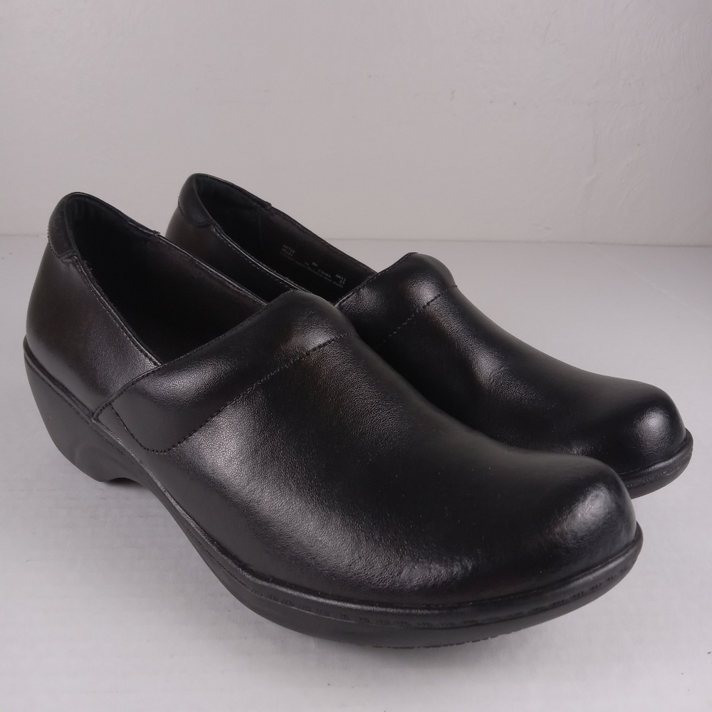Clarks Grasp Idea Clogs Black Leather Mules Slip-ons